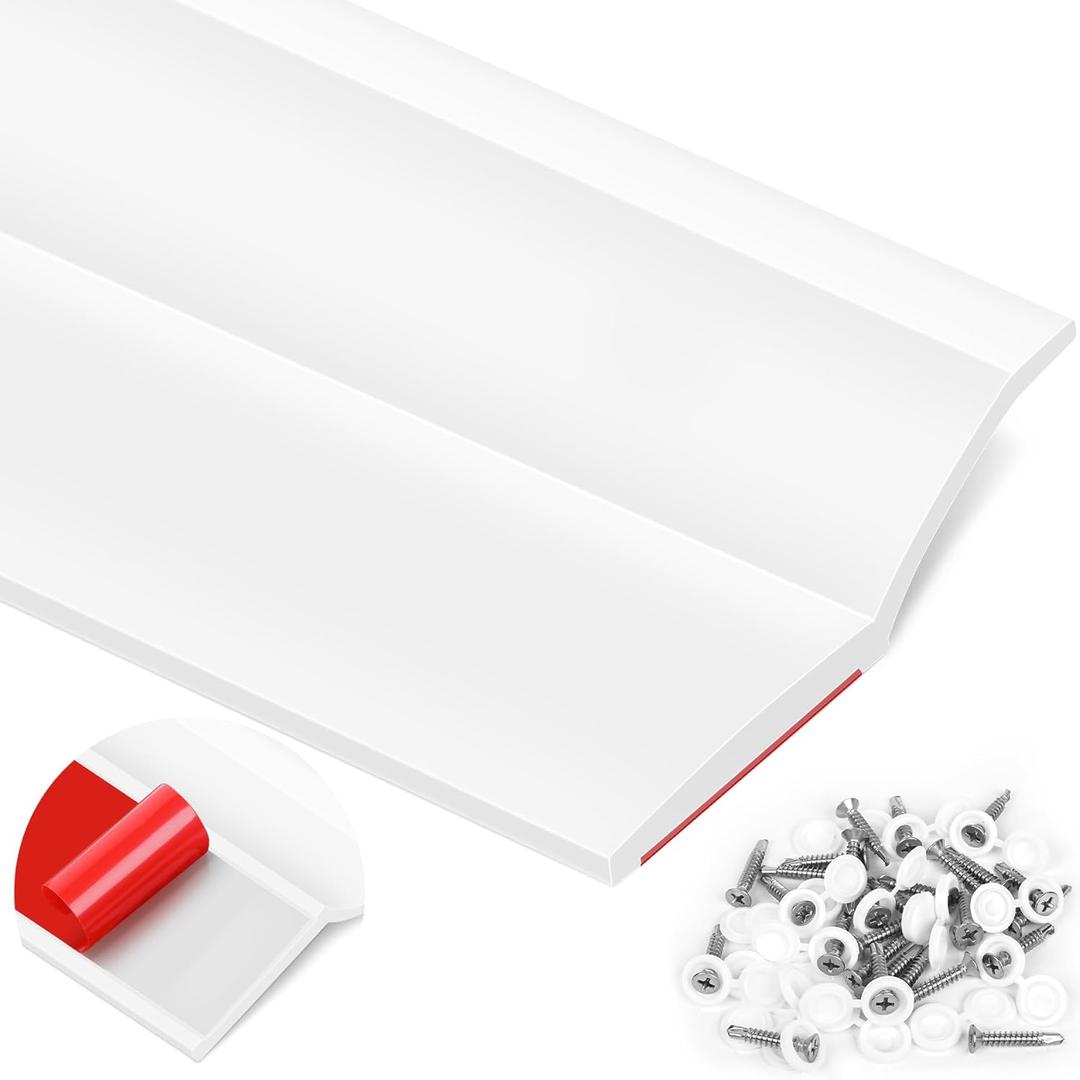 ToLanbbt Garage Door Seal Top and Sides - 36FT TPE Garage Door Weather Stripping Top and Side Trim Seal Replacement with Adhesive Backed, Nails and Lids, White