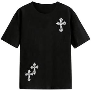 WDIRARA Boy's Cross Graphic T Shirt Short Sleeve Crew Neck Tee Casual Top 9Y