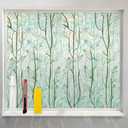 COUNTEWOL Window Privacy Film with Installation Tools Home Decorative Colored Glass Window Stickers Reusable electrostatic Rainbow Stickers (Green Plants, 35.4 x 157.4 in) Pack Of 2