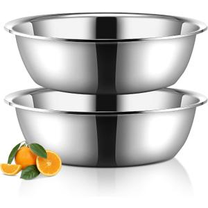Yungyan 2 Pieces Large Mixing Bowl Stainless Steel Oversized All Purpose Steel Bowl Metal Bowl for Serving Baking Marinating for Home Cooking or Commercial(26 Quarts)