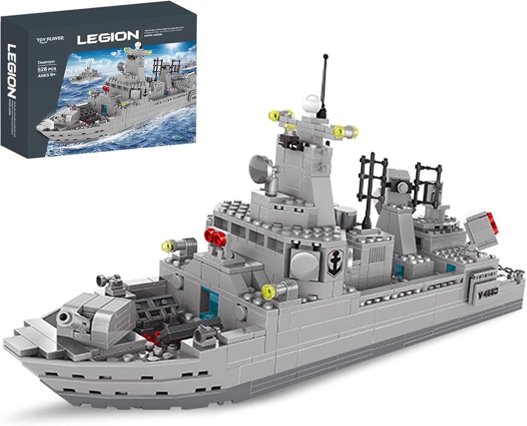 Navy Destroyer Building Set, Battleship Building Toy, A Gift Compatible with Lego Sets for Boys 8-14 & Adults (528pcs)