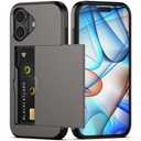 Nvollnoe Compatible with iPhone 17 Case with Card Holder Dual Layer Heavy Duty Protective Shockproof Hidden Card Slot Slim Wallet Phone Case for Women&Men 6.3 inch(Coffee)