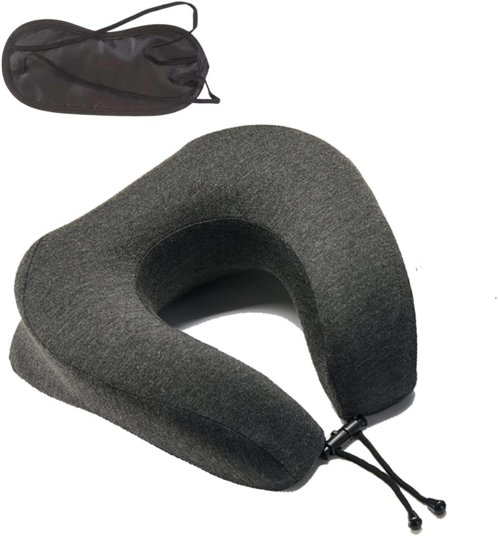 Face Down Pillow with Eye Mask, Adjustable Stomach Sleeping Pillow, Soft Neck Pillow Airplane, Memory Foam Travel Pillow, Black Medical Pillow for Bed, Car, Flight, Office