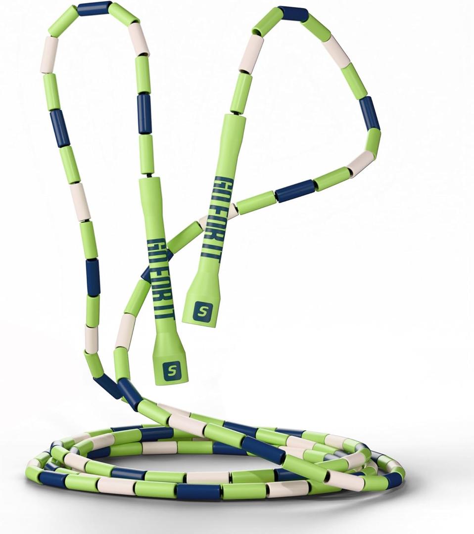 Sportbit Custom-Fit Beaded Jump Rope Adjustable Length for Kids & Adults, Men & Women Durable Fitness Rope for Gym & Home