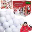 Fake Snowballs 50 Pcs,Snowballs for Kids Indoor,Snow Fight Balls,Soft Artificial Outdoor Snow Balls,Parent Child Throwing Game Christmas Decor Party Supplies,with 50pcs Christmas Stickers