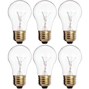 KOR (Pack of 6) 25A15/CL - 25-Watt A15 Incandescent Appliance Bulb - Clear Finish - Medium (E26) - Standard US Size Household Base 25W