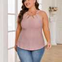 ZAFUL Plus Size Camisole Top for Women Summer Casual Ring Connected Sleeveless Tank Tops (X-Large, Haze Pink)