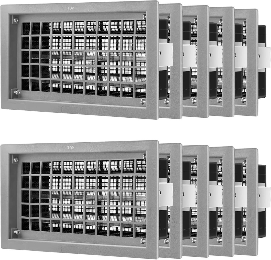 Crawl Space Foundation Vent Automatic, 8x16 Inch Auto Open/Close Foundation Vent Cover for Freeze Protection & Energy Saving | Easy Install Crawlspace Vents Replacement (Gray, 10 Pack)