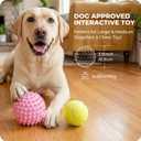 4 x Apasiri Interactive Dog Toys for Large & Medium Dogs: 3.5" Bacon Flavored Squeaky Balls for Dogs, Tough Durable Spiky Rubber Bouncy Dog Toys Balls, Floating Outdoor Fetch Dog Toy, Pink Dog Balls Gifts