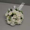 CYANLUX Wedding Bouquets for Bride Bridesmaid Bouquet Champagne White Artificial Roses Flowers for Wedding Valentine's Day Church Home Decoration (#1 White)