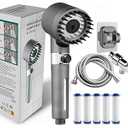 Ion Shower Drops Head Filtered Showerhead With Five Filters,Filtered Shower Head With Handheld,High Pressure Turbo Showerhead,Reusable,Adjustable Settings With Hose ok