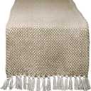 DII Woven Basics Collection 100% Cotton Knit Table Runner, 15x108, Stone