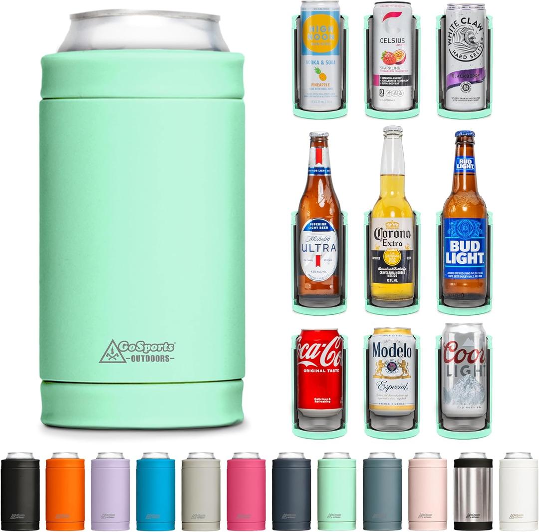 DUALIE 3 in 1 Insulated Can Cooler - 15+ Colors - Universal Size for 12 oz Cans, Slim Cans, and Bottles (Seafoam)