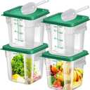 4 pcs 4qt Food Storage Containers with Lid, Square Clear Commercial Food Storage Containers with Handle and Scale for Food Storage in Home Kitchen & Dining (Green)