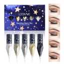 Glitter Liquid Eyeliner Colorful Set,5 Colors Metallic Shimmer White Black Silver Gold Grey Eyeliner Waterproof Long Lasting Sparkle Glitter Liquid Eyeshadow Dazzling Mother's Day Eye Makeup for Women