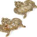 NIKKY HOME Vintage Gold Ring Holder Jewelry Dish Set of 2, Small Trinket Display Decorative Metal Tray Classy Birthday Gifts for Women