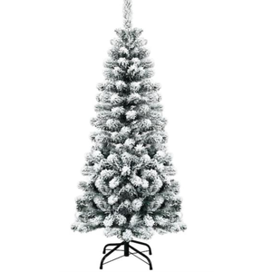 4.5 ft. White Unlit Light Type Flocked Classic Pencil Artificial Christmas Tree with 242 Tips