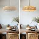 VONLUCE 23.6" Boho Rattan Chandelier, 6-Light Rattan Ceiling Light Fixture, 24inch