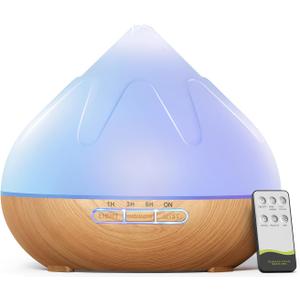 Essential Oil Diffuser for Home: 500ML Aroma Diffuser for Hotel Office Yoga Room - Humidifier with 14 Colors LED Night Light for Kids/Women Home Relaxation, Brown