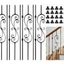 AAQQ 12 Pack Balusters for Staircase Interior Hollow Straight and S-Scroll and Double Knuckle Stair Spindles 1/2" Square Iron Balusters with 24 Swivel Shoes(A017-12)