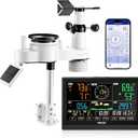 VEVOR 7-in-1 Wi-Fi Weather Station with APP, 7.5-Inch VA Display, Wireless Solar Powered Outdoor Sensor, Rain Gauge, Indoor Outdoor for Weather Forecast, Wind Speed, Temperature, Humidity, Rainfall