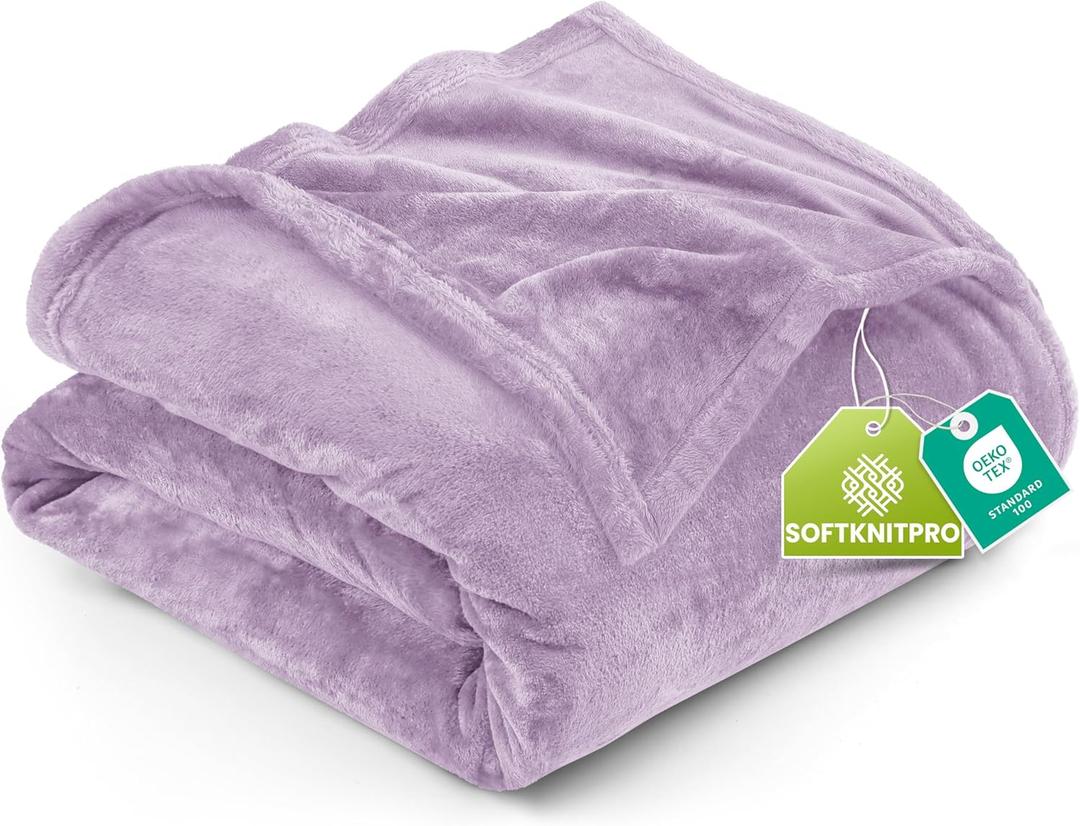 Utopia Bedding Fleece Blanket Queen Size Lilac 300GSM Luxury Fuzzy Soft Anti-Static Microfiber Bed Blanket (90x90 Inch)