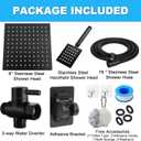 Black Shower Head and Handle Set All Metal, 8'' High Pressure Rain 2 in 1 Showerhead with Handheld Spray Combo with 78" Hose Stainless Steel, Adhesive Showerhead Holder, WOSAISIUS
