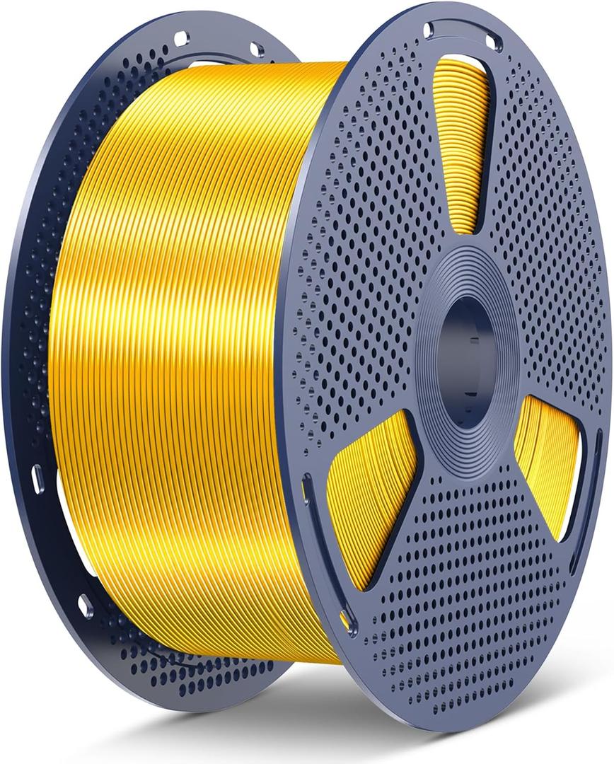 SUNLU 5KG PLA+ Silk 3D Printer Filament, 5KG(6.6lbs) Large Spool Silk Filament 1.75mm, Dimensional Accuracy +/-0.02mm, 1 Spool, Light Gold