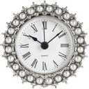 NIKKY HOME Small Table Clock with Faux Pearls Battery Operated for Living Room Decor Desk Shelf 3'', White