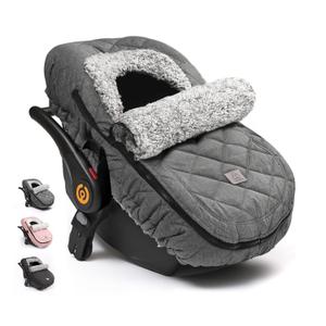 ACRABROS Car Seat Cover Baby: Winter Infant Carseat Canopy for Boy Girl Newborn, Zipper Peeping Window, Warm Cozy Cold Weather Waterproof Fitted, Heather Grey