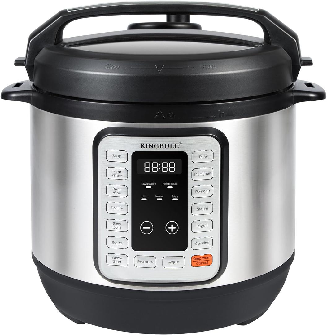 KINGBULL 12-in-1 Electric Pressure Cooker, Instant Multi-Use Non-Stick Pot, Slow Cooker, Rice Cooker, Steamer, Saut, Yogurt Maker, Warmer &Delay Start,LED Screen& Manual(6QT) (6 QT)