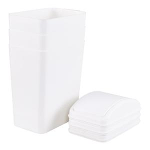 3-Pack 4.5 Gallon Plastic Trash Can with Swing Top Lid, Slim Garbage Can with Swing Lid, White