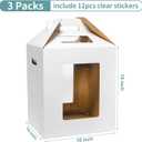 Wowxyz 3 Pack Tall Cake Boxes for Tier Cakes 16x16x18 Inch Disposable Layer Tall Baking Carrier with Window Large Tierd Bakery Take Out Transport Containers with Handle for Wedding, Birthday, Party