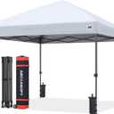 ABCCANOPY 10x10 Pop Up Canopy Tent, Easy Setup Instant Shelter with Wheeled Bag, Heavy Duty Outdoor Canopy for Beach, Market, Backyard, UV Protection, Outdoor Weather Protection (White, 10x10)