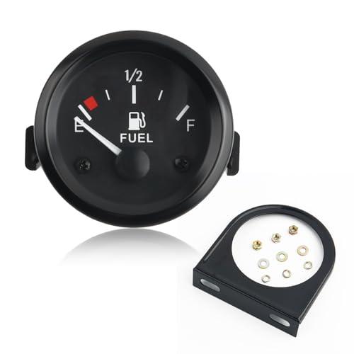 2" 12V Fuel Gauge Kit with Nut/Bracket,240-33 Ohm Boat Fuel Gauge with E-1/2-F Pointer Dash for Indicating Tank Fuels Levels,White Light Fuels Level Gauges for Car Boat