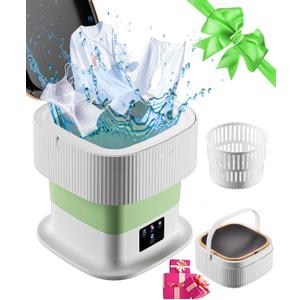 Portable Washing Machine, 16L Mini Laundry Washer with 3 Modes Cleaning for Underwear, Baby Clothes,Shirt,Small Delicates.Foldable Washer and Dryer Combo for Apartment,Home,Hotel,Camping,RV(Green)