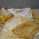 Spooktacular Creations Halloween Angel Costume for Girls, Golden White Angel Dress for Kids for Halloween Role Play Themed Party, X Large, 10-12 Yrs