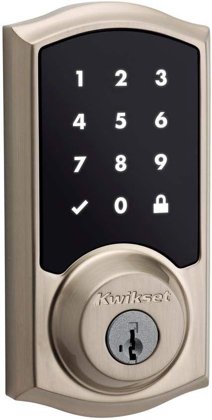 Kwikset SmartCode 916 Z-Wave Smart Lock, Keyless Entry Zwave Door Lock, Touchscreen Electronic Deadbolt, SmartKey Re-Key Security, Smart Hub Required, Traditional Satin Nickle (Old Version)