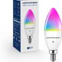 Candelabra Smart Light Bulbs 60W Equivalent, 500LM 6W E12 LED Bulb Compatible with Alexa/Google Home, RGBCW Candle Bulb for Chandelier, No Hub Required, 2.4G WiFi Only, ETL Listed, 1PC (1 Count (Pack of 1))