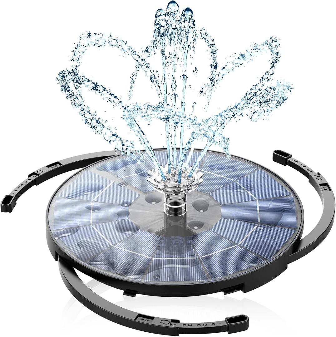 AISITIN 3.5W Solar Fountain Pump Upgraded 2025, Solar Water Fountain DIY Kit with 8 Nozzles & 3 Integrated Bracket & 9.8ft Cord for Garden, Bird Bath, Ponds, Fish Tank, Aquarium, Courtyard and Outdoor (Black)