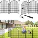 Adavin Tall Garden Fence Animal Barrier with Gate, 40 in(H)8.8ft(L) 4 Panels No Dig Fence for Dogs, Rustproof Metal Wire Temporary Fences for Dogs Rabbits, Black Garden Fencing for Yard Lawn Patio