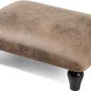 Small Foot Stool Ottoman with Stable Wood Legs Upholstered Footstool Padded Foot Rest Step Stool for High Beds Seat Chair Couch Sofa Patio Bedroom Living Room Office (5.9" H-Shallow Brown)