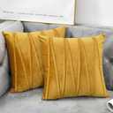 NianEr Euro Oversized Large Decorative Velvet Throw Pillow Covers Sofa Accent Couch Pillows Set of 2 for Bed Square Pillow Cases 26X26 Gold