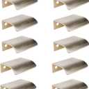 LC LICTOP 50mm/1.97" Arc Modern Finger Pulls Rounded Edge Tab Pull Finger Drawer Pulls Cabinet Dresser Closet Door 32mm/1.26" Hole Spacing Brushed Nickel 10Pcs (50mm/1.97", Nickel)