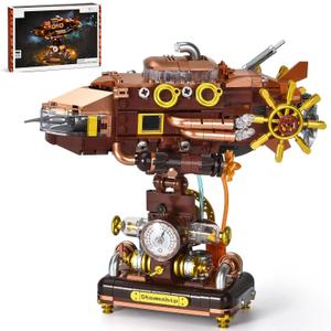 BNG Deep-Sea Submarine Building Set for Adults,Ocean Retro Submarine Building Toy with Lights,Home Office Decor Mechanical Building Blocks Model,Gift for Men Kids and Boys 8-14 (740pcs)