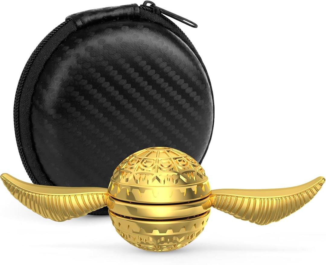 Sphere Fidget Spinner Toy for Kids Adults, Cool Ball Orb Finger Hand Fingertip, Metal Desk Toy for School Home Office Party Favors Goody Bag Fillers Stocking Stuffer Birthday Gift (Gold)