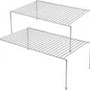 GEDLIRE Kitchen Cabinet Shelf Organizer Set of 2, Large (15.7 x 9.4 inch) Metal Wire Pantry Storage Shelves, Dish Plate Racks for Cabinets, Freezer, Counter, Cupboard Organizers and Storage, Chrome