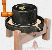 Natural granite grinder, manual grinder, bluestone grinder/powder grinder, dry/wet grinder, nutmeg grinder manual crank, classic grain grinder, small natural stone decoration. (Black)