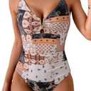 Eomenie One Piece Swimsuit for Women Tummy Control Ruched Bathing Suit V Wire Neck Slimming Swim Suits Large