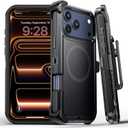 Lanhiem for iPhone 17 Pro Max Magnetic Case with Belt Clip Holster, [Compatible with Magsafe] Heavy Duty Rugged 3 Layer Drop Protection Cell Phone Cover, Anti-Drop with 360° Rotating Kickstand Black
